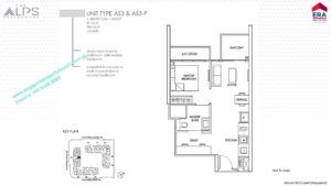 Alps Residences 1 bedroom + study Type AS3
