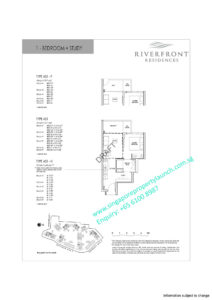 Riverfront residences floor plan 1 bedrooms + Study Type AS1