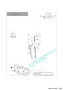 Riverfront residences floor plan 1 bedrooms + Study Type AS2