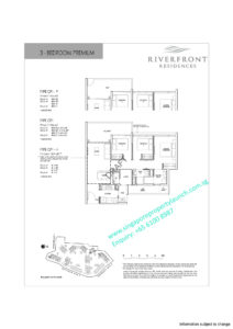 Riverfront residences floor plan 3 bedrooms premium Type CP1