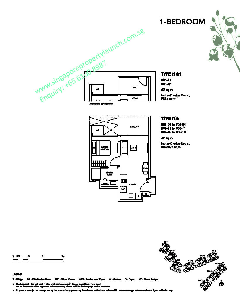 The Jovell floor plan 1 bedroom Type 1B 6100 8987