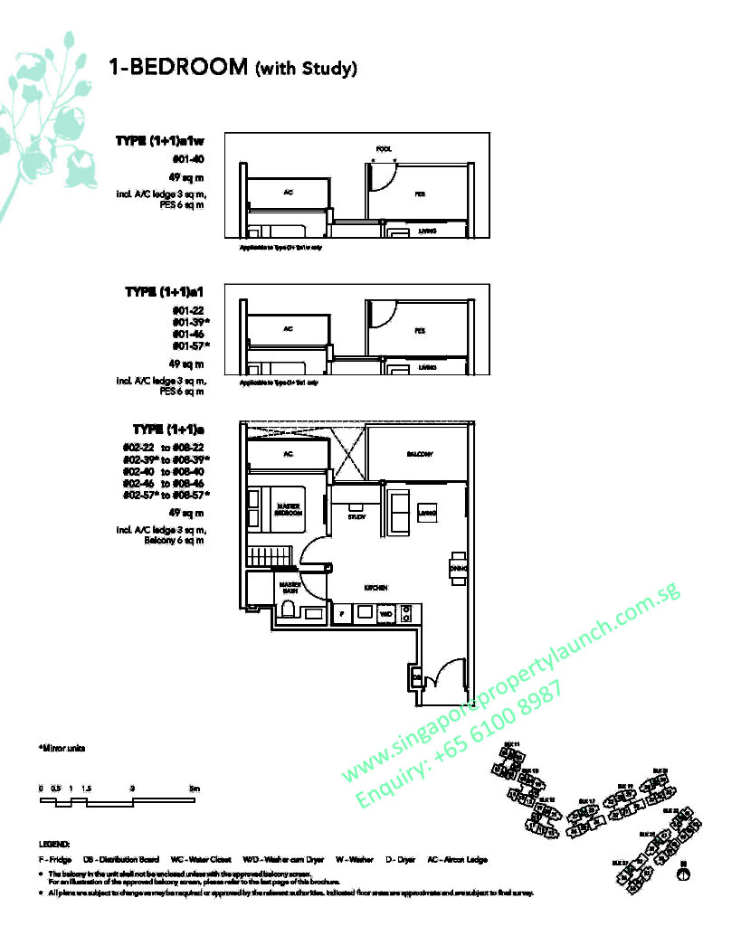 The Jovell floor plan 1 bedroom + study Type 1+1A 6100