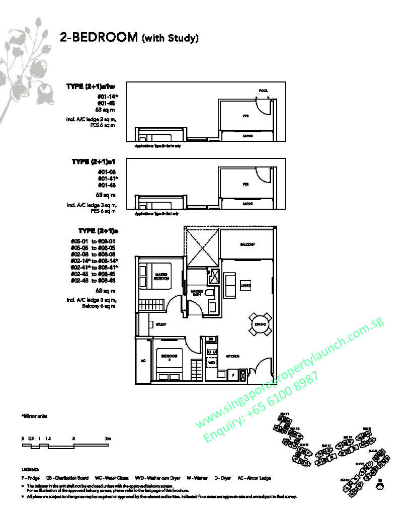 The Jovell floor plan 2 bedroom + study Type 2+1A 6100