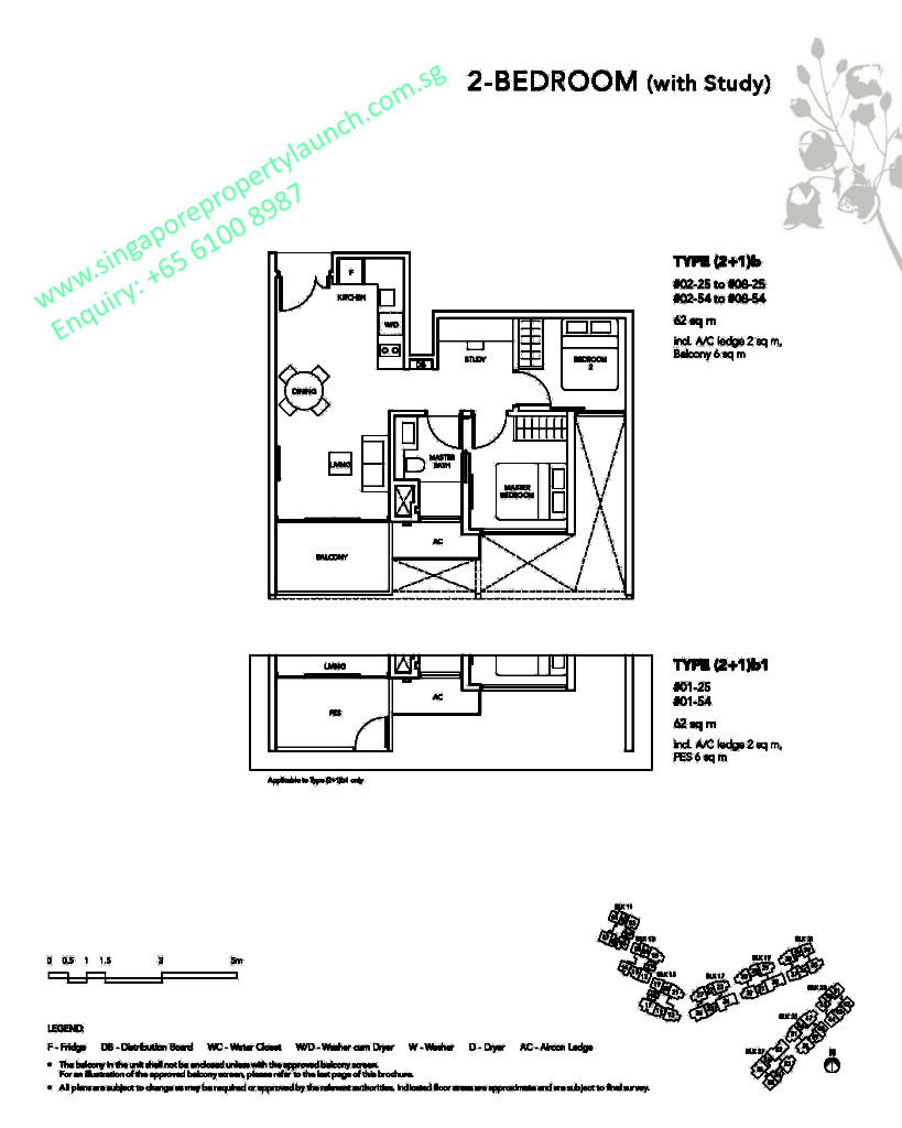 The Jovell floor plan 2 bedroom + study Type 2+1B 6100