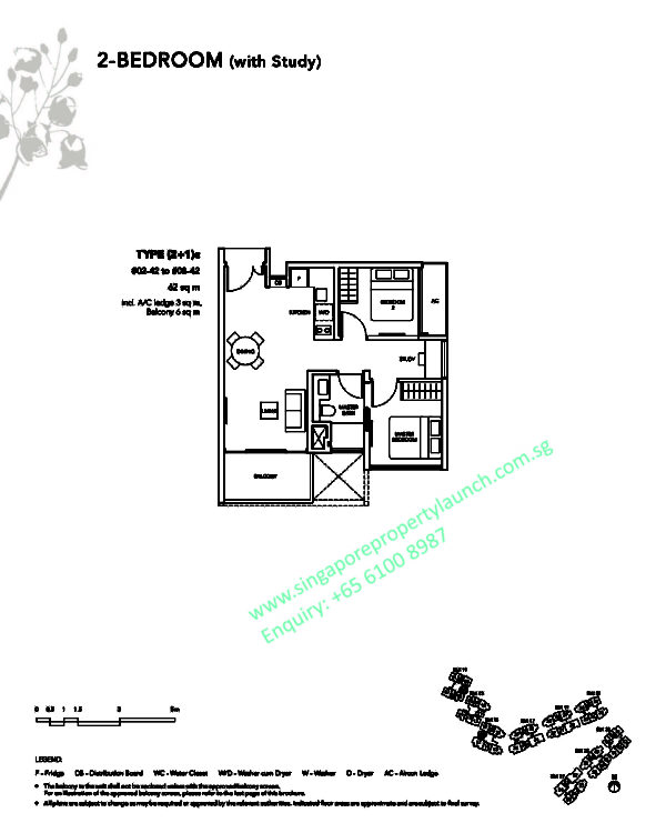 The Jovell floor plan 2 bedroom + study Type 2+1C 6100