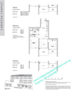 kent ridge hill residences floor plan - 2 bedroom compact type B1